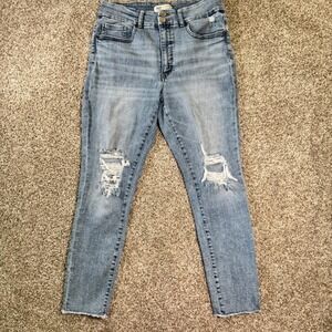 BKE Parker High Rise Ankle Skinny Distressed Jeans Light Wash Size 31x27